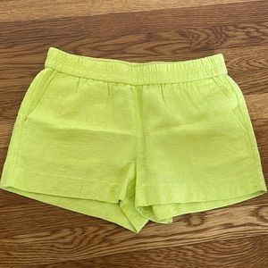 J Crew lime green shorts with damask print